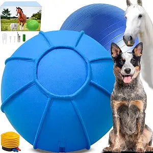 Herding Ball for Dogs, Dual Layered Herding Dog Ball Set for Australian Shepherd, Cattle, Collie, for Dog, Agility Equipment- Free Training Book (Blue, 18 inch)