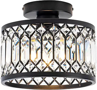 Rpzloila 10" Crystal Ceiling Light Fixture, Modern Semi Flush Mount