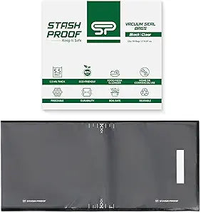 Vacuum Seal Bags 11" x 24" (50 Count) 5.5 Mil, Black and Clear- BPA Free Commerical Grade Food Saver for Storage, Sous Vide, and Meal Prep Sealer Bag