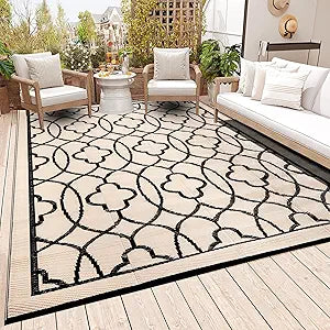 Pendolr Outdoor Rug Waterproof 8x10 ft Outdoor Carpet Patio Rug Mat Reversible RV Camping Rug Plastic Straw Rug Outside Outdoor Area Rug for Patio Deck Balcony Backyard Picnic Beach