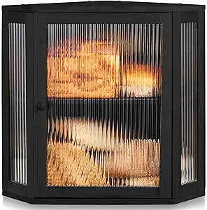 BRONYPRO Corner Bread Box for Kitchen Countertop, Double Layer Bamboo Breadbox with Adjustable Partition, Modern Bread Storage Organizer (Extra Large Black)