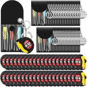 Jutom 80 Pcs Mini Tape Measure Keychain Bulk Mini Screwdriver Keychain Set Adult Tool Party Prize for Father's Men Gifts