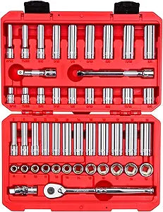TEKTON 3/8 Inch Drive 6-Point Socket and Ratchet Set, 46-Piece (5/16-3/4 in., 8-19 mm) | SKT15301