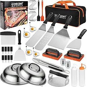 DY DECENT FAMILY 40PCS Griddle Accessories Kit, Flat Top Grill Accessories Set for Outdoor Barbecue. Griddle Accessories Set with Basting Cover, Spatula, Scraper, Burger Press, Tongs, Cleaning Kit