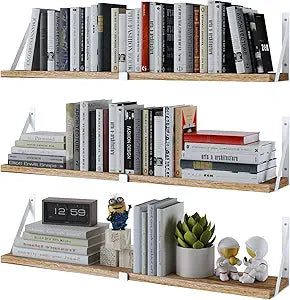Austin yan Floating Bookshelf 33inch, Wall Mounted Shelves for Living Room, Kitchen Organization,Bathroom, Bedroom Dcor,Hanging Decorative Wall Shelves,Set of 3 White