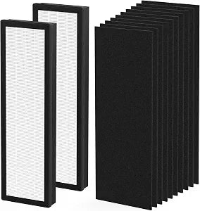 1183800 Replacement Filter Set Compatible with Whirlpool WPT80 (P/B) Whispure Large Tower Air Cleaner Purifier, 2 Packs Premium Filters and 10 Packs Activated Carbon Pre-Filters