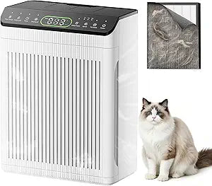 Air Purifiers for Home Large Room, EVALIT Air Purifier for home up to 2200sq.ft, PM2.5 Air Quality Display, Sleep Mode with Fragrance for Smoke Dust Odors Fur,ET066, Ivory, 1Pack+3Modes
