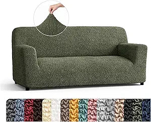 Premium Stretch Couch Covers for Sofa - Sofa Chair Cover Washable, Dogs & Pets Friendly - Elastic Polyester Loveseat Slipcovers - Non-Slip Love Seat Couch Covers - Moss Green (64"-85" Wide)