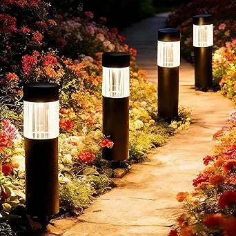 Sublume Solar Pathway Lights Outdoor, 4 Pack Large Metal Stainless Steel Solar Garden Lights, 3000K Brighter Outdoor Solar LED Lights for Yard, Path, Walkway, Driveway, Sidewalk, Landscape Lighting