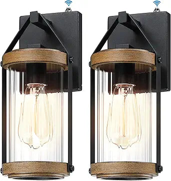LONEDRUID 2 Pack Dusk to Dawn Outdoor Wall Light Fixtures Photocell Sensor Exterior Lantern Sconce Lighting Waterproof Outside Wall Mount Lamp for House Patio Garage Entryway Doorway
