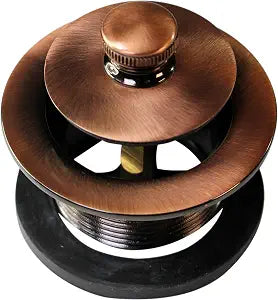 Westbrass D331-11 1-1/2" NPSM Twist & Close Bathtub Drain Plug, Coarse Thread, Antique Copper