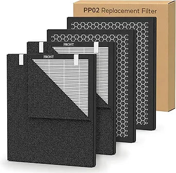 4-pack PP02 Replacement Filter, Compatible with oneisall PP02 Pet Air Purifier, Double-Sided HEPA Filter with Washable Pre-Filters for Pet Hair, Dander, Odor∩╝Pet Care