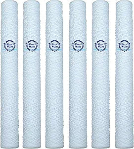 KleenWater String Wound Water Filters, 20 Micron, 2.5 x 20 Inch, Dirt Sediment Removal, Made in USA, Pack of 6