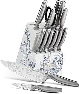 Cuisinart 15pc Caskata Collection Stainless Steel Hollow Handle Cutlery Block Set, C77SS-15PKCA