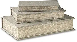 Signature Design by Ashley Jolina Vintage 3 Piece Faux Book Keepsake Storage Box Set, Gray