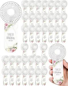 50 Pcs Wedding Mini Fans - Personal Portable Mini Handheld Electric Fans for Wedding Favor - Bulk Battery Powered, Battery Not Include, Elegant Forest∩╝Green∩╝