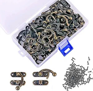 40Pcs Bronze Antique Jewelry Box Latch Hook Hardware for Wooden Cabinets