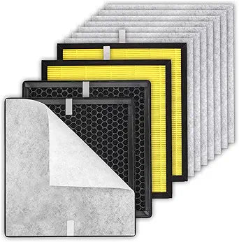4+8 Pack PR1 Filter Pet Care Replacement Filter for Mooka PR1 Air Purifier, H13 True HEPA Filter, 3-in-1 Activated Carbon Filter for Home Large Room up to 2200sq.ft, with 8 Pieces Washable Pre-Filters
