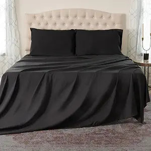 Northwest Ashford Home Essentials Bedding, 3 Piece Twin Size Sheet Set, Stretch Limo Black