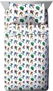 Jay Franco Kids Sheet Set with Fitted, Flat Sheets & Pillow Cover - Ultra-Soft Bedding with Pillowcase for Room Decor, White - Avengers, 3 Piece Twin