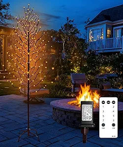 7Ft 312 Lights LED Birch Tree, Light Up Twig Tree for Home Festival, Lighted Star Trees with 8 Twinkle Modes, Timer for Party Christmas, Halloween, Indoor and Outdoor Decor