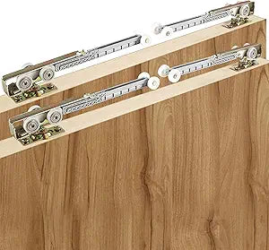 4 Pack Bypass Door Soft Close/Open Hangers Fit Johnson Part #1062 Replacement Kit, 1" Nylon Ball Bearing, 1-1/4" C.T.C, Min. 1" Thick Doors, 165lbs Capacity, Bi-Direction