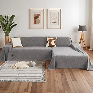 MYSKY HOME Sectional Couch Cover for Dogs, 2 Pieces Couch Covers for L Shape Sofa, Sofa Cover Washable, Furniture Protector Chaise Lounge Cover for 2-3 Cushion Couch (71"x102"+71"x118", Dark Grey)