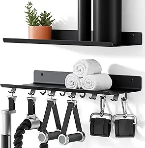 2-Tier Floating Shelf Compatible with Tonal Accessories, Home Gym Storage Shelf, Gym Rack Wall Mount Organizer, Workout Metal Holder, T-Bracket Lock Adapters Hanger, US Patent Holding