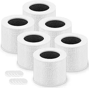 Core Mini Replacement Filter for LEVOIT Core Mini and Core Mini-P Air Purifier, 3-in-1 High-Efficiency Filter, Core Mini-RF, 6 Filter & 10 Fragrance Sponge, White, For Home Office Livingroom Bedroom
