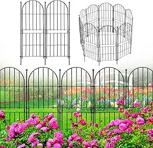 Decorative Garden Fence 31in (H) x10ft (L), 10 Pack No Dig Fence Animal Barrier for Dog, Arched Flower Bed Edging, Wire Border Panel Fencing for Yard Patio Outdoor Decor