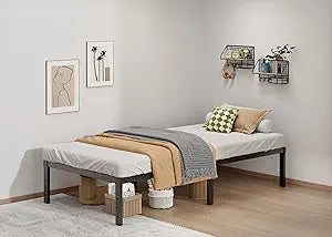 LUMUNANCE Metal Bed Frame Twin XL Size - 14 Inch Heavy-Duty Twin XL Platform Bed Frame No Box Spring Needed, Easy Assembly, Noise-Free, Sturdy Mattress Foundation, Underbed Storage Space