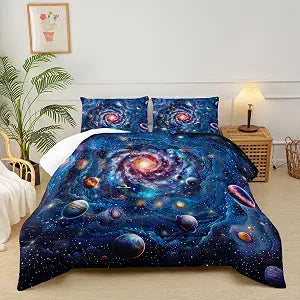 Twin Size Galaxy Comforter Set for KidsOuter Space Themed Twin Bedding Sets for BoysBoys Twin Quilt Set SpaceGalaxy Themed Bedroom Decor