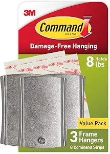 Command 8 lb Universal Hangers, 3 Hangers, 8 Strips