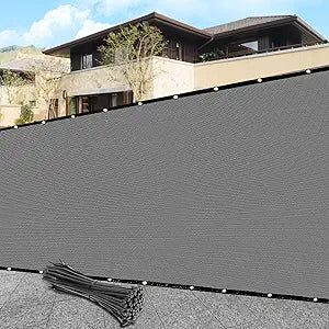 4' x 50' Gray Privacy Screen Fence Cover Heavy Duty Fencing Mesh with Zip Tie for Deck, Patio, Backyard, Outdoor Pool, Porch, Railing - We Can Make Custom Sizes