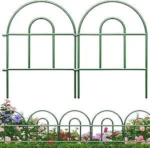 Decorative Garden Fence 32.5ft x 17in - 30 Pack Rustproof Metal No Dig Fence Animal Barrier, Arched Bed Edging Classic Style Wire Border Panel Fencing for Yard Patio Outdoor Decor, Green