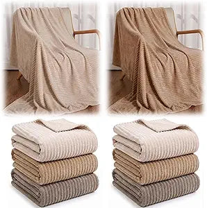 Buryeah 50 x 60 Inches Fleece Throw Blanket Soft Cute Warm Plush Flannel Fluffy Blankets for Wedding Sofa Couch Bed Seasons Employee Appreciation Gifts Bulk(Dark-Brown, Brown, Light Brown,6 Pack)