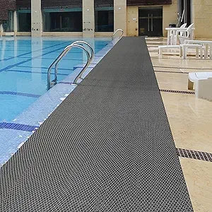 Drainage Non Slip Flooring Mats Swimming Pool Bathroom Anti-Fatigue Rubber Matting 3x10 Ft Heavy Duty Commercial Anti Slip Floor Mats for Garage Restaurant Sauna SPA,Gray/Grey,0.93M