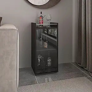 Tuhome Theba Minibar Cabinet with Two Doors, Open Center Shelf and Compact Modern Design, Functional Bar Storage Solution for Small Spaces, Ideal for Organizing Drinks,Entertaining Essentials
