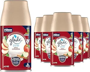 Glade Automatic Spray Refill, Apple Cinnamon, Scented Air Freshener for Home and Bathroom, 6.2 Oz, 6 Count