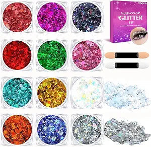 YOOVR 12 Colors Body Hair Face Glitter Gel for Women Teen Girls