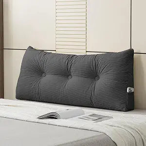 Headboard Pillow Bed Wedge Pillow for Headboard with Side Pockets Dorm Headboard Twin XL Long Back Pillow for Bed Bolster Pillow for Mattress Gap Filler