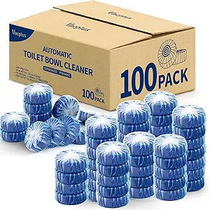 Vacplus Automatic Toilet Bowl Cleaner Tablets, Drop-In Tank Cleaner for Bathroom, Prevent Stains & Deodorize, Long-Lasting Cleaning Tabs, Easy-Use Freshener for Bowl & Tank, 100 Pack