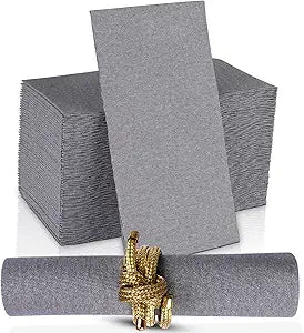 200-pack Naperee Premium Cloth-Like Disposable Paper Dinner Napkins - Made In USA, Soft Black Denim Hand Towel Napkin, Linen Feel - Perfect for Weddings, Parties, Kitchen & Bathroom Use - Gray,