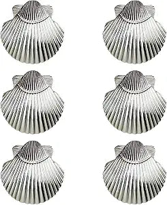 6 Pcs Seashell Cabinet Knobs,Single Hole Metal Knob for Room Kitchen Cabinet Hardware Cupboard Door Knobs (Silver)
