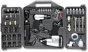 DYNAMIC POWER 50 Pieces Air Tool Kit. 1-1/2'' Impact Wrench, 1-3/8'' Ratchet Wrench, 5-Air Hammer w/Chisels, and other great tool accessories. D-W3-50K