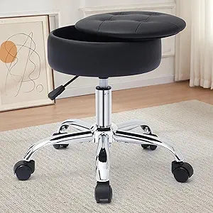 Gitrah Vanity Chair with Wheels Adjustable Vanity Stool with Storage Swivel Vanity Stool for Vanity Rolling Makeup Chair Black