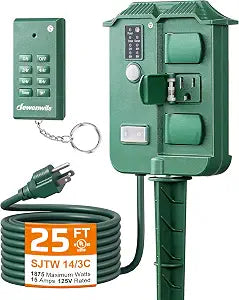 DEWENWILS Outdoor Power Stake Timer with 25 FT Extension Cord