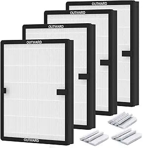4 Packs E-200 True HEPA Replacement Filter Compatible with LUNINO E-200 Air Cleaner Purifier for Home Large Room up to 1740sq.ft with Extra 10 pcs Aroma Pads