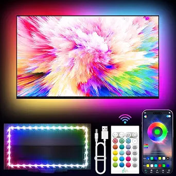 KANTUTOE LED Lights for TV, 16.4ft TV LED Backlight for 45-75 Inch TVs, RGB TV Backlight Behind with Music Sync, Smart APP and Button Control Strip Lights USB Powered for Bedroom/Gaming