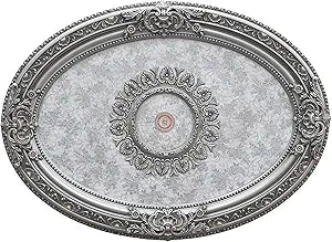 Petite Oval Round Chandelier Ceiling Medallion or Fan Medallion, 43 Inches, Silver